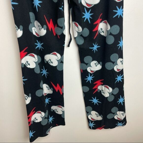 Disney Solid Black Mickey Mouse Graphic Pajama Pants Elastic Waist Band size L - Picture 4 of 11